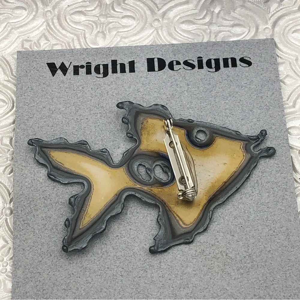 🌼 Tropical Fish Metal Artesian Handmade Pin Brooch